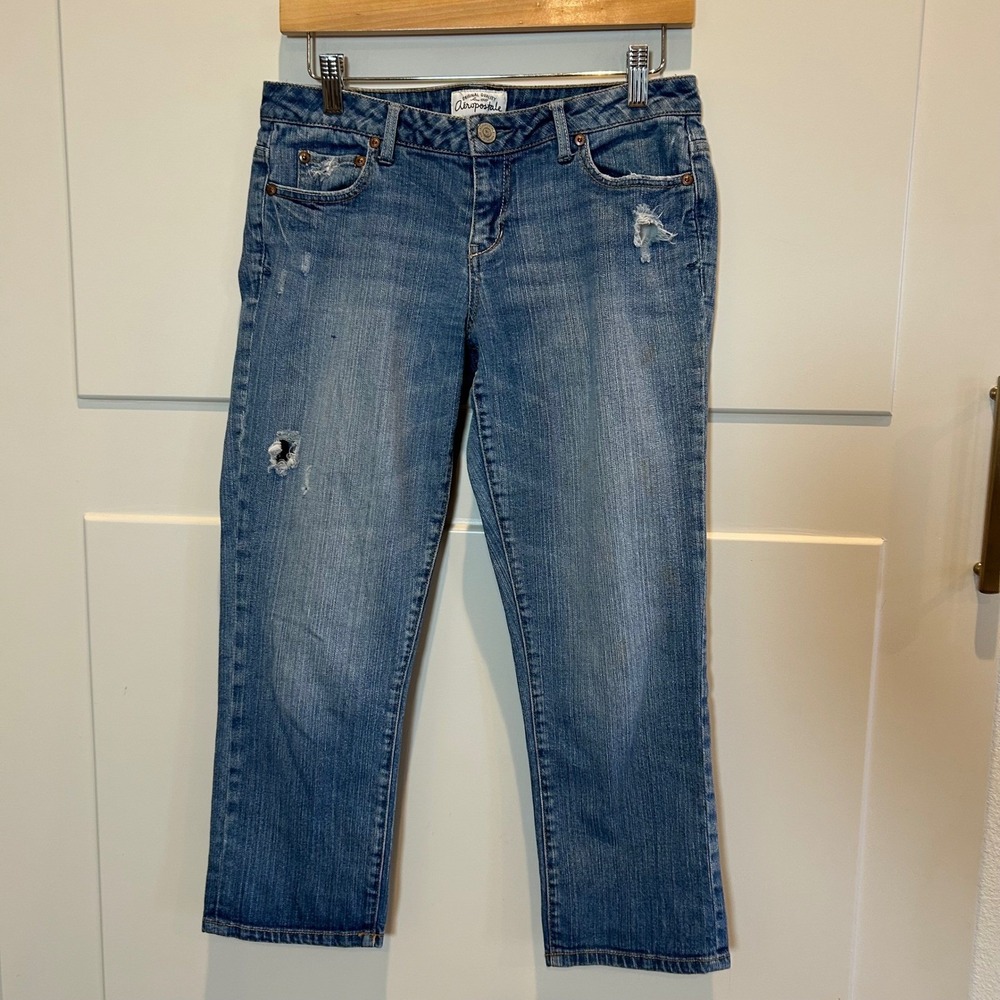 Aeropostale‎ Womens Jeans Bayla Skinny Capri Distressed Blue Size 7 8